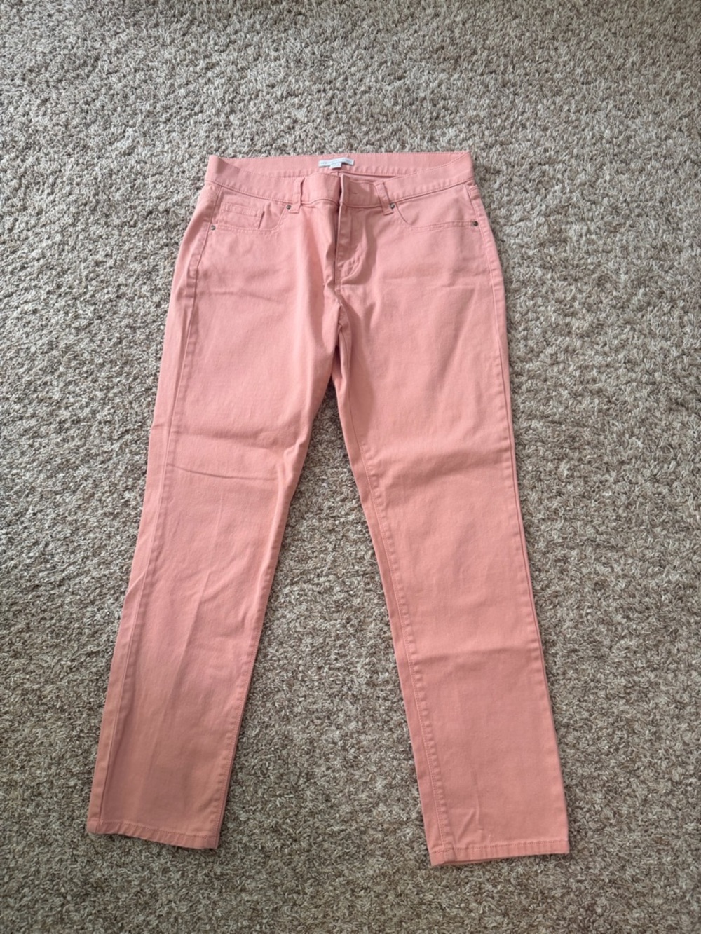 New York & Company Salmon-Peach Straight Leg Jeans